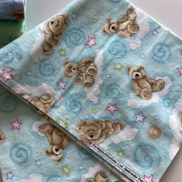 3 Baby Boy Flannel Fabrics Material Quilting Sewing Crafting - Picture 5 of 6
